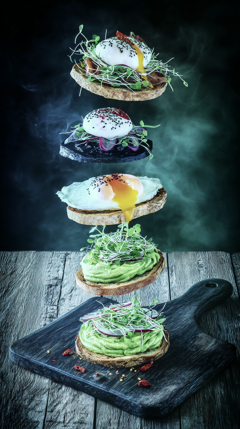 Avocado toast with poached eggs