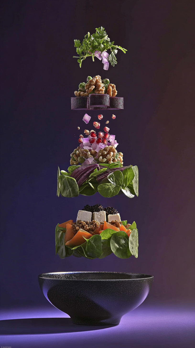 Colorful nutrient-dense salad with mixed vegetables